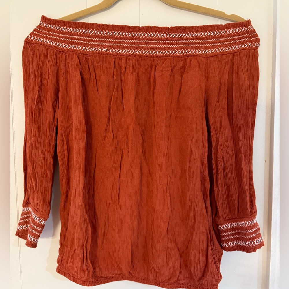 INC International Concepts off the shoulder orange top